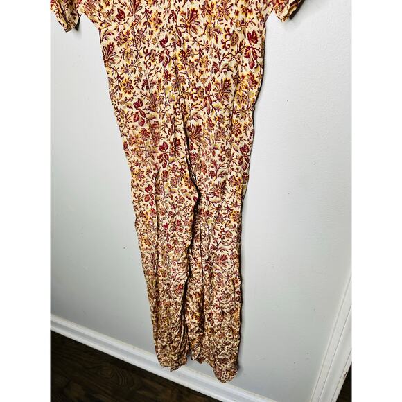 VANESSA BRUNO Orange Floral Print V-Neckline Short Sleeves Jumpsuit Size 38 - Picture 10 of 15